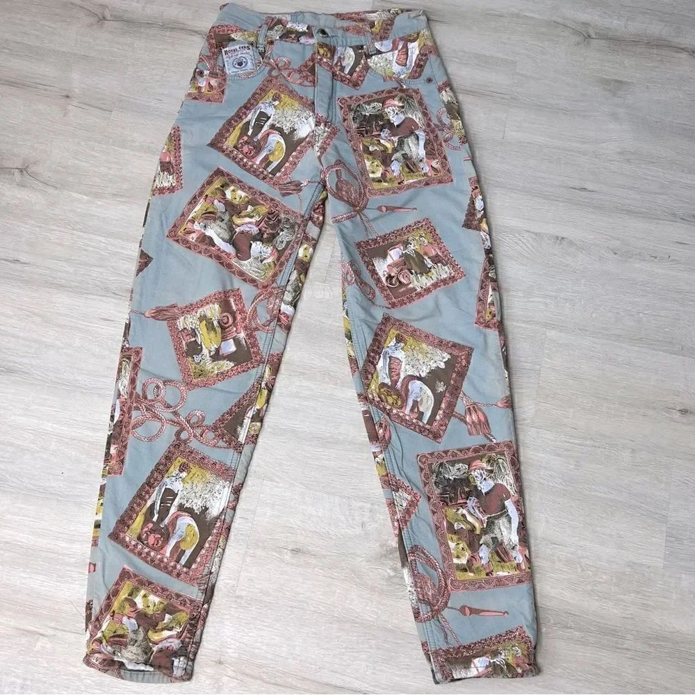 ROYAL FAKS Y2K Vintage Rare Legging Ceremonial Print Style Size 28.